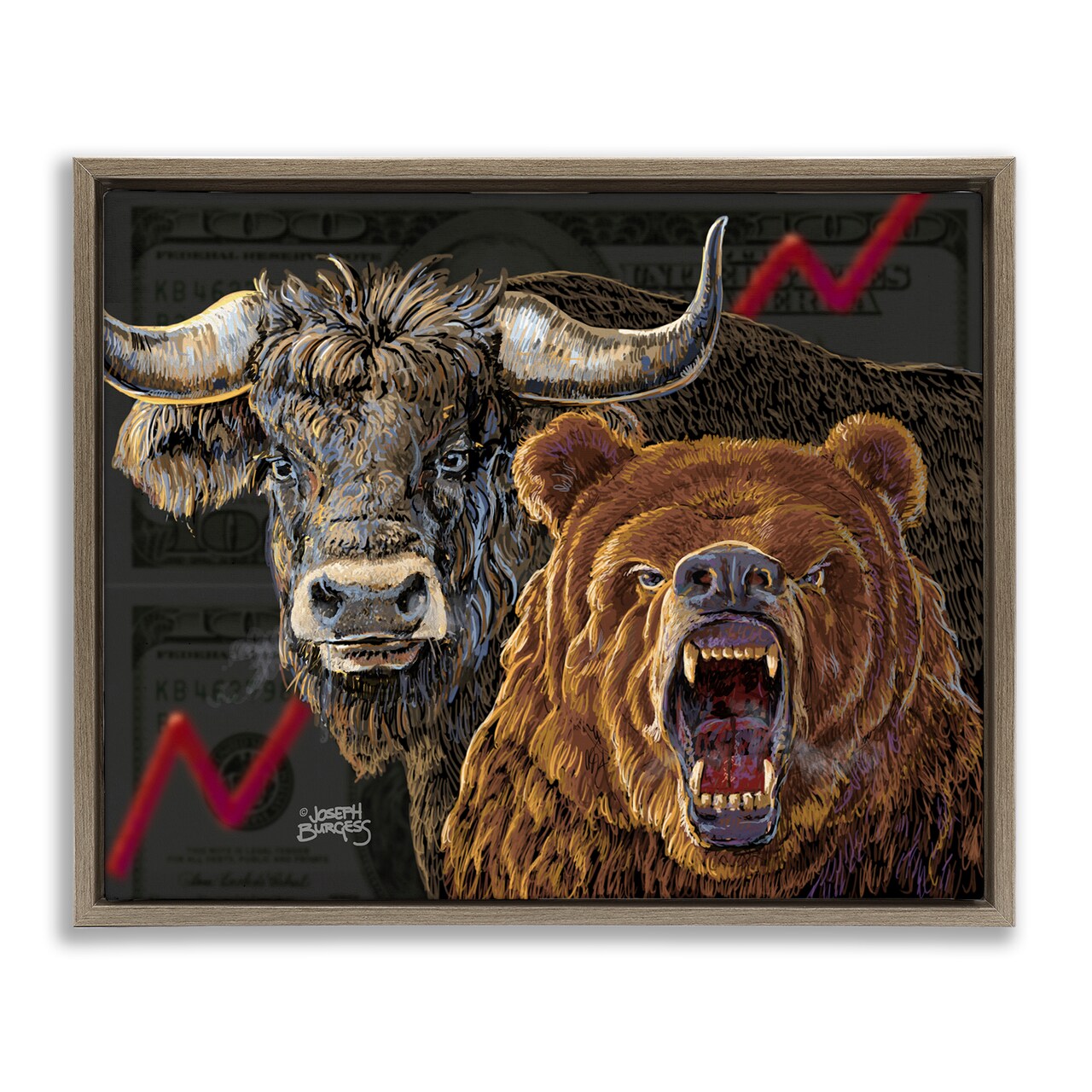 Stupell Industries Bull & Bear Finance Floating Frame By Joseph Burgess